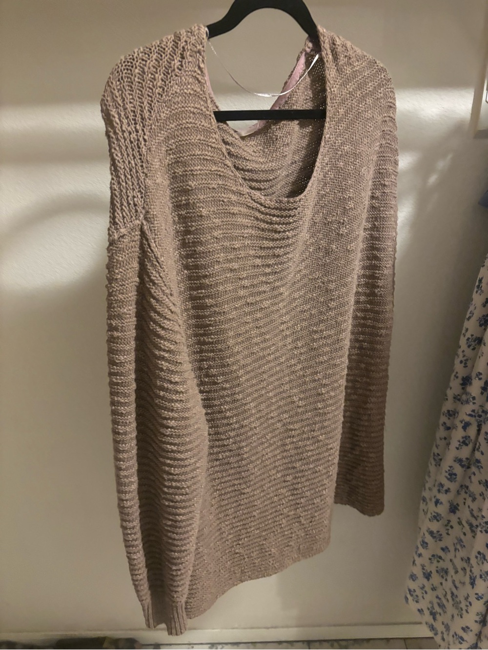 Free People Taupe Cowl Neck Knit Sweater